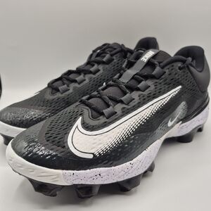 Nike Alpha Huarache Elite 4 Low MCS Baseball Cleats Black White Mens Sz 11